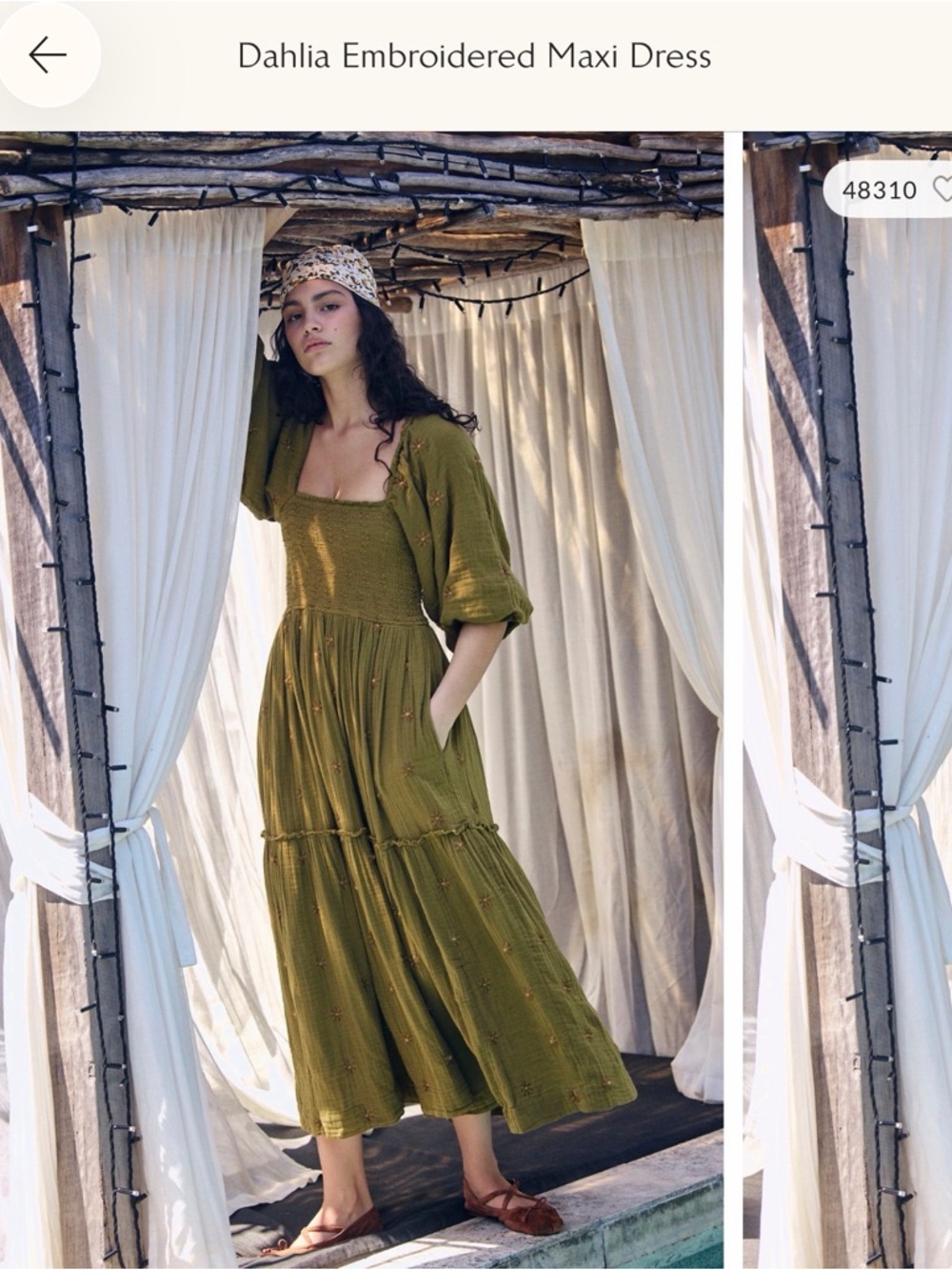 NWOT Free People Olive Green Embroidered Dalia Maxi Dress